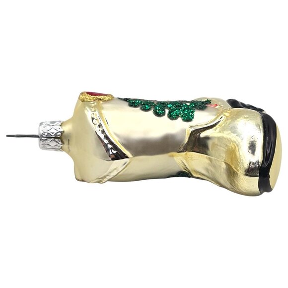 German Gold Cowboy Boot Christmas Tree Ornament Glitter Star Hanger Inge Western - Picture 4 of 7